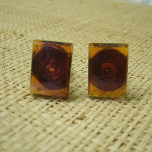 vintage Other - Vintage Orange Iridescent Glass Cuff Links